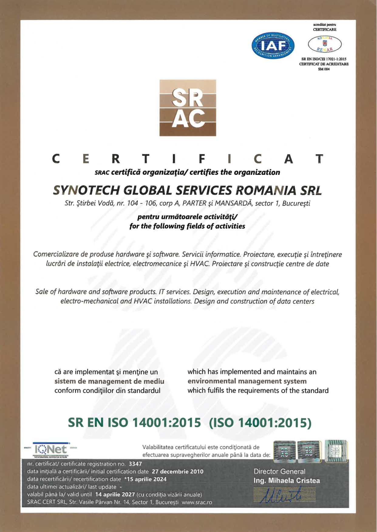 SR EN ISO 14001:2015