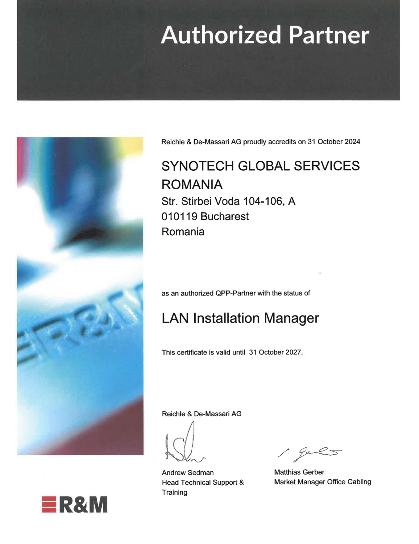 R&M Authorized Partner — LAN Installation Manager